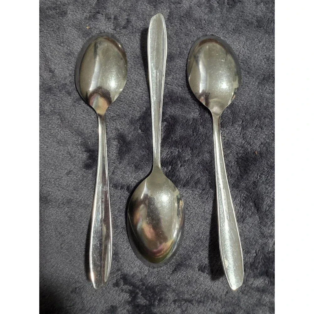 Vintage IMPERIAL USA Stainless Silverware FALCON/NOREEN Set of 6 Spoon Lot GuC